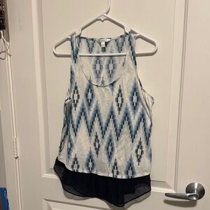 Charlies Blue and White Chevron Tank Top